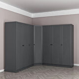 Kale 7 Kapaklı 4 Çekmeceli Köşe Dolap Antrasit Mebran Panjur 210CM