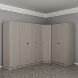 Kale 7 Kapaklı 2 Çekmeceli Köşe Dolap Kumtaşı Mebran Panjur 210CM