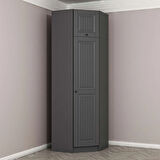 Kale 1 Kapaklı Köşe Dolap + Yüklük Antrasit Mebran İlkbahar 255CM