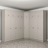 Kale 8 Kapaklı 4 Çekmeceli Köşe Dolap + Yüklük Kumtaşı Mebran İlkbahar 255CM