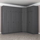 Kale 7 Kapaklı 2 Çekmeceli Köşe Dolap + Yüklük Antrasit Mebran Panjur 255CM