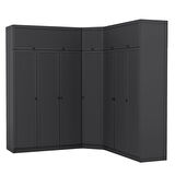 Kale 7 Kapaklı 4 Çekmeceli Köşe Dolap + Yüklük Antrasit Mebran Panjur 255CM