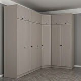 Kale 7 Kapaklı 2 Çekmeceli Köşe Dolap + Yüklük Kumtaşı Mebran Panjur 255CM