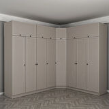 Kale 8 Kapaklı 4 Çekmeceli Köşe Dolap + Yüklük Kumtaşı Mebran Panjur 255CM