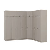 Kale 8 Kapaklı 4 Çekmeceli Köşe Dolap + Yüklük Kumtaşı Mebran Panjur 255CM