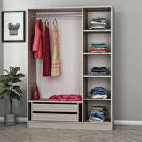 Kale 3 Bölmeli 2 Çekmeceli Giyinme Dolabı Kumtaşı 210CM