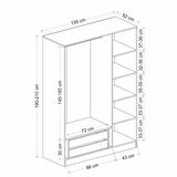 Kale 3 Bölmeli 2 Çekmeceli Giyinme Dolabı Kumtaşı 210CM