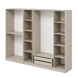 Kale Plus 6 Mebran Kapaklı 2 Çekmeceli Dolap Kumtaşı Mebran Füme Cam 190CM