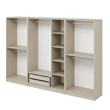 Kale Plus 7 Mebran Kapaklı 2 Çekmeceli Dolap Kumtaşı Mebran Füme Cam 190CM