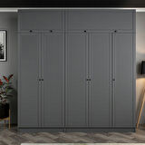 Kale 5 Mebran Panjur Kapaklı 2 Çekmeceli Dolap Ve Yüklük Antrasit 235CM