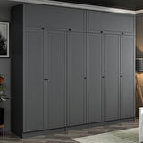 Kale 6 Mebran Panjur Kapaklı 2 Çekmeceli Dolap Ve Yüklük Antrasit 235CM