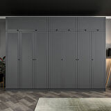 Kale 7 Mebran Panjur Kapaklı 4 Çekmeceli Dolap Ve Yüklük Antrasit 235CM