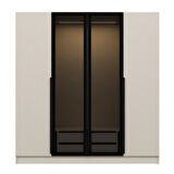 Kale Plus 4 Mebran Kapaklı 2 Çekmeceli Dolap Kumtaşı Mebran Füme Cam 210CM