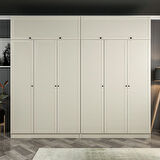 Kale 6 Mebran Panjur Kapaklı 4 Çekmeceli Dolap Ve Yüklük Kumtaşı 255CM