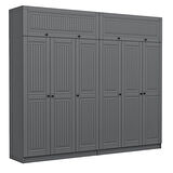 Kale 6 Kapaklı 4 İç Çekmeceli Dolap Ve Yüklük Antrasit Mebran İlkbahar 255CM