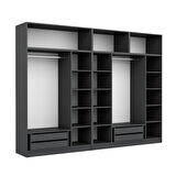 Kale 7 Kapaklı 4 İç Çekmeceli Dolap Ve Yüklük Antrasit Mebran İlkbahar 255CM