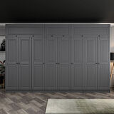 Kale 8 Kapaklı 2 İç Çekmeceli Dolap Ve Yüklük Antrasit Mebran İlkbahar 255CM