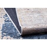 Modern Mavi Dijital Baskı Hipoalerjenik Kaymaz Taban Halı Yolluk HA174 