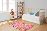 Çocuk Halısı ve Bebek Halısı Yıkanabilir Kaymaz Taban Sayılar Pembe Dijital Baskı Halı HC006