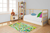 Çocuk Halısı ve Bebek Halısı Yıkanabilir Kaymaz Taban Yeşil Dijital Baskı Halı HC021 