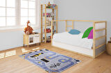 Çocuk Halısı ve Bebek Halısı Yıkanabilir Kaymaz Taban Araba Desenli Gri Dijital Baskı Halı HC023   