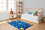 Çocuk Halısı ve Bebek Halısı Yıkanabilir Kaymaz Taban Sarı Lacivert Dijital Baskı Halı HC024   