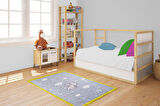 Çocuk Halısı ve Bebek Halısı Yıkanabilir Kaymaz Taban Figürlü Gri Sarı Dijital Baskı Halı HC031  