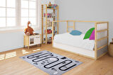 Çocuk Halısı ve Bebek Halısı Yıkanabilir Kaymaz Taban Figürlü Gri Dijital Baskı Halı HC032