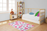Çocuk Halısı ve Bebek Halısı Yıkanabilir Kaymaz Taban Figürlü Pembe Dijital Baskı Halı HC055  