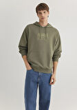Mavi Logo Baskılı Kapüşonlu Haki Sweatshirt 0611317-71546