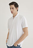 Yarı Fermuarlı Beyaz Polo Tişört 0612525-620