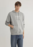 Mavi Logo Baskılı Kapüşonlu Gri Sweatshirt 0611317-70103