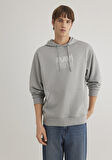 Mavi Logo Baskılı Kapüşonlu Gri Sweatshirt 0611317-70103