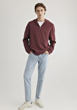 Yarı Fermuarlı Bordo Sweatshirt 0S10305-70396