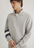 Mavi Logo Nakışlı Yarı Fermuarlı Gri Sweatshirt 0S10307-80196