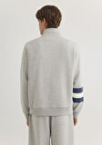 Mavi Logo Nakışlı Yarı Fermuarlı Gri Sweatshirt 0S10307-80196