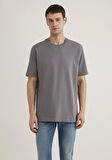 Bisiklet Yaka Gri Basic Tişört 0611596-80020
