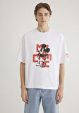 Mickey Mouse Baskılı Beyaz Tişört 0612561-620