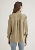 Keten Karışımlı Yeşil Tencel Gömlek 1211046-70361