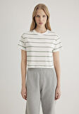 Yeşil Çizgili Crop Tişört 1612260-89333