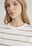 Yeşil Çizgili Crop Tişört 1612260-89333