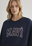 Mavi Logo Baskılı Kapüşonlu Mavi Sweatshirt 1611192-70899