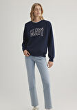 Mavi Logo Baskılı Kapüşonlu Mavi Sweatshirt 1611192-70899