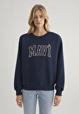 Mavi Logo Baskılı Kapüşonlu Mavi Sweatshirt 1611192-70899