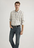Kareli Ekru Tencel TM Liyosel Gömlek 0211447-89583