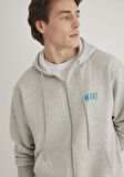 Mavi Logo Baskılı Kapüşonlu Gri Sweatshirt 0611715-80196