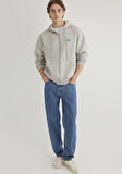 Mavi Logo Baskılı Kapüşonlu Gri Sweatshirt 0611715-80196