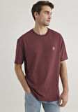 Mavi Logo İşlemeli Bordo Tişört 067074-70396