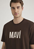 Mavi Logo Baskılı Kahverengi Tişört 066842-88067
