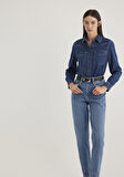 Angela Classic Denim Koyu Mavi Jean Gömlek 1210819-89252